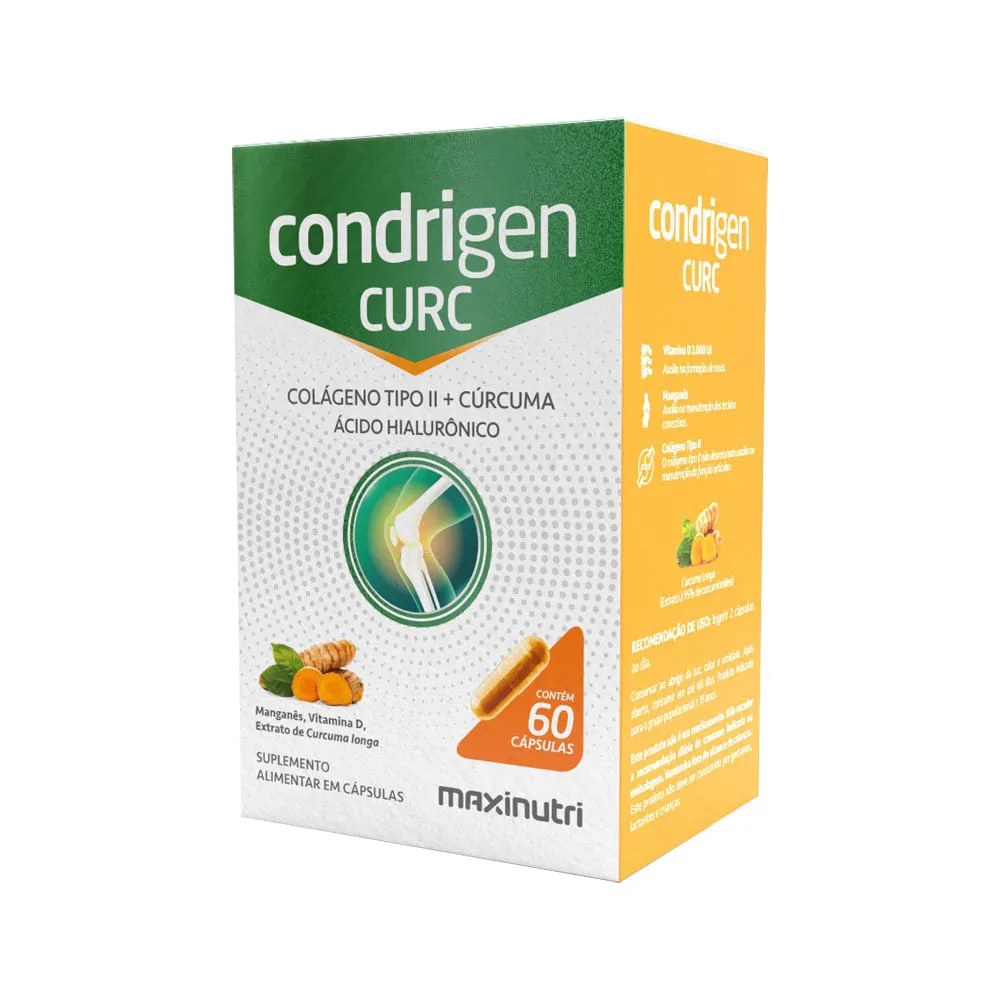 Condrigen Curc Colageno Tipo Ii + Curcuma + Acido Hialuronico Com 60  Capsulas Maxinutri