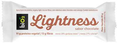 Barra De Proteína Vegana Chocolate Cobertura Chocolate Meio Amargo Light Bio2 Lightness Pacote 45g